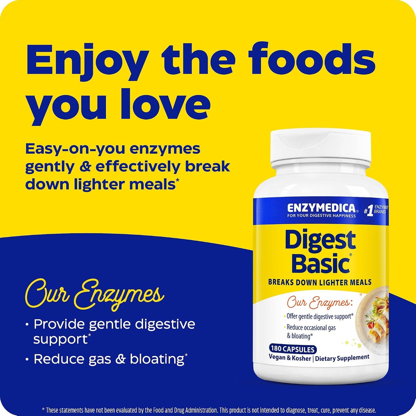 Enzymedica Digest Basic - Helps Gas & Bloating - 180 Caps Gsupps Australia