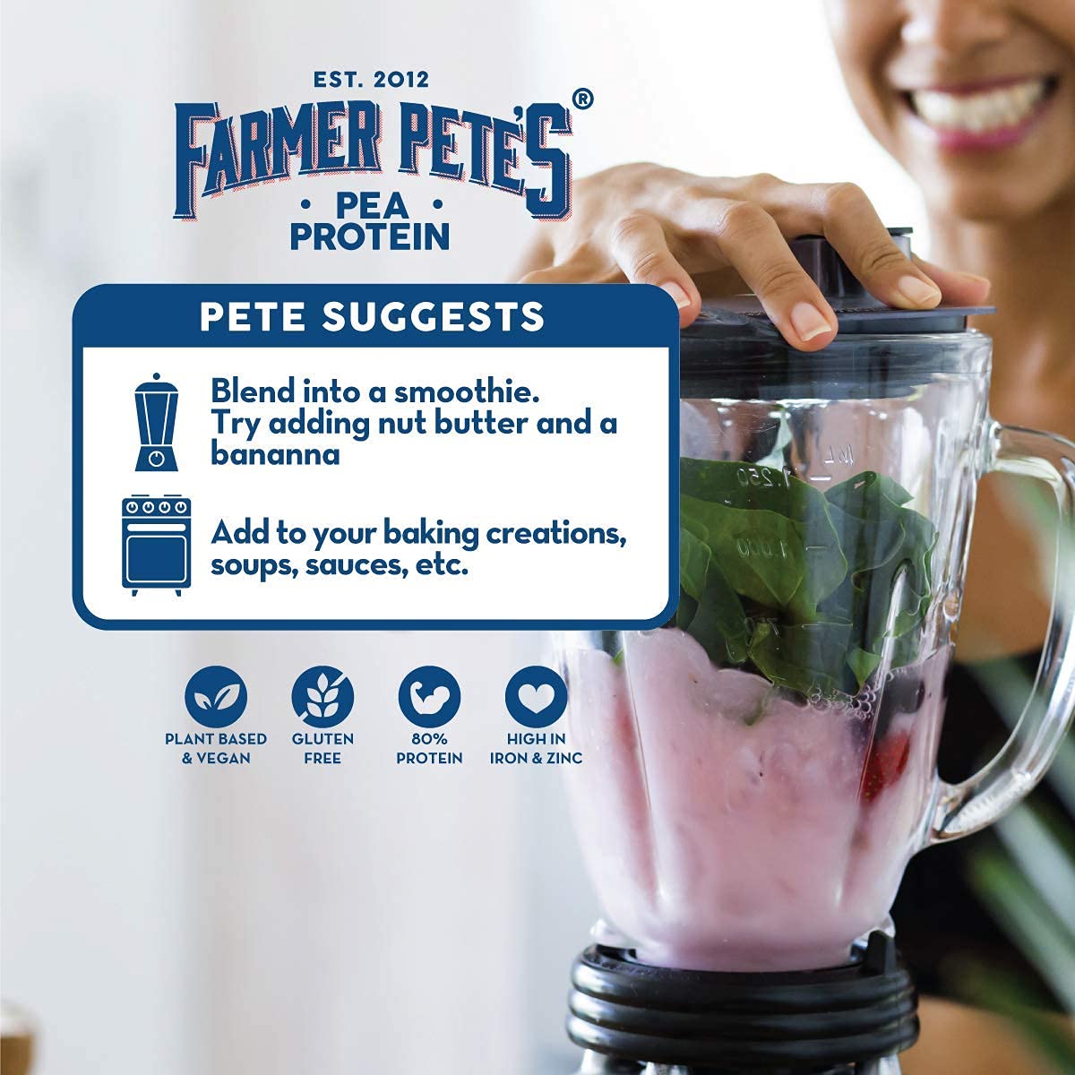 Farmer Pete's Pea Protein Powder 1kg - Dairy Free, Gluten Free, Natural Plant Based Vegan Protein Powder Isolate (1kg) Farmer Pete's buy australia supplements