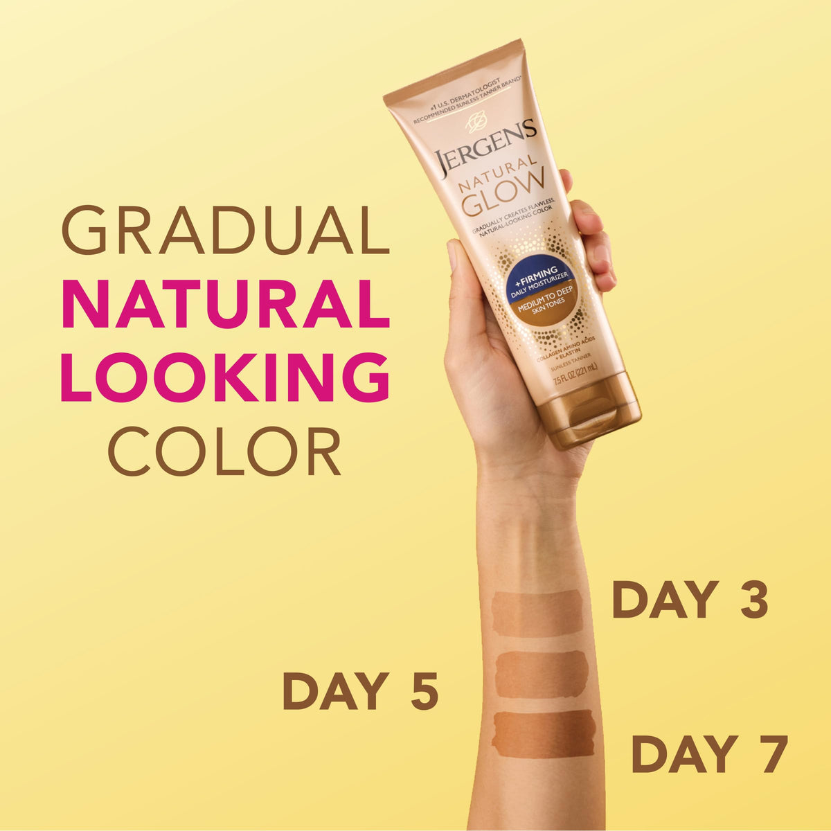 Jergens Natural Glow + Firming Daily Moisturizer Medium to Tan Skin Tones 7.5oz Jergens