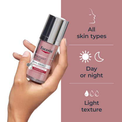 Eucerin Radiant Tone Dual Serum Dark Spot Corrector, Dark Spot Serum with Thiamidol and Hyaluronic Acid, 1 Fl Oz Bottle Eucerin