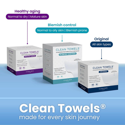 Clean Skin Club Clean Towels XL®, Travel Pack 100% USDA Biobased Disposable Face Towel, Eczema Association Accepted,Dry Wipes, TSA-Approved Travel Essential, 3 Packs, 30 ct Total CLEAN SKIN CLUB