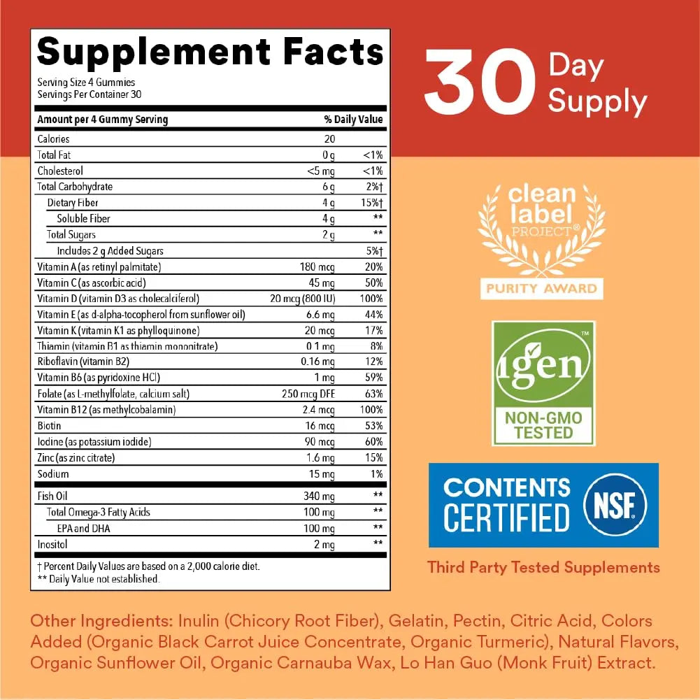 SmartyPants Organic Kids Multivitamin Gummies: Probiotics, Omega 3 (ALA) & Kids Multivitamin Gummies and Fiber Supplement: Omega 3 Fish Oil (EPA/DHA), Vitamin D3, C, Vitamin B12 SmartyPants buy australia supplements
