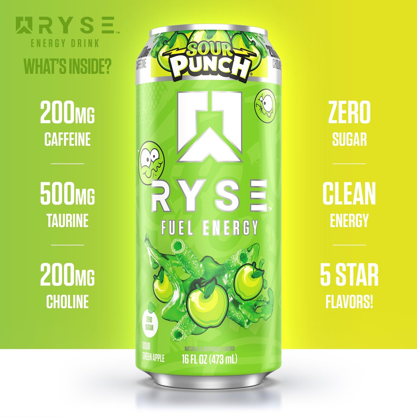 RYSE Fuel Energy Drink - Variety Pack - Sugar Free, Gluten Free & Vegan - 200mg Natural Caffeine, Taurine & Choline for Focus & Energy - No Artificial Colors - 16 fl oz Cans (12-Pack)