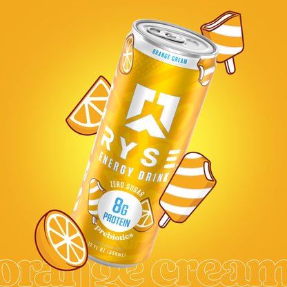 RYSE Functional Energy Drink - 5 Flavors Variety Pack - 150mg Natural Caffeine, 8g Whey Protein & 1g Prebiotics - Sugar Free, Gut-Friendly, Bloat-Free - 12 fl oz Cans (12-Pack)