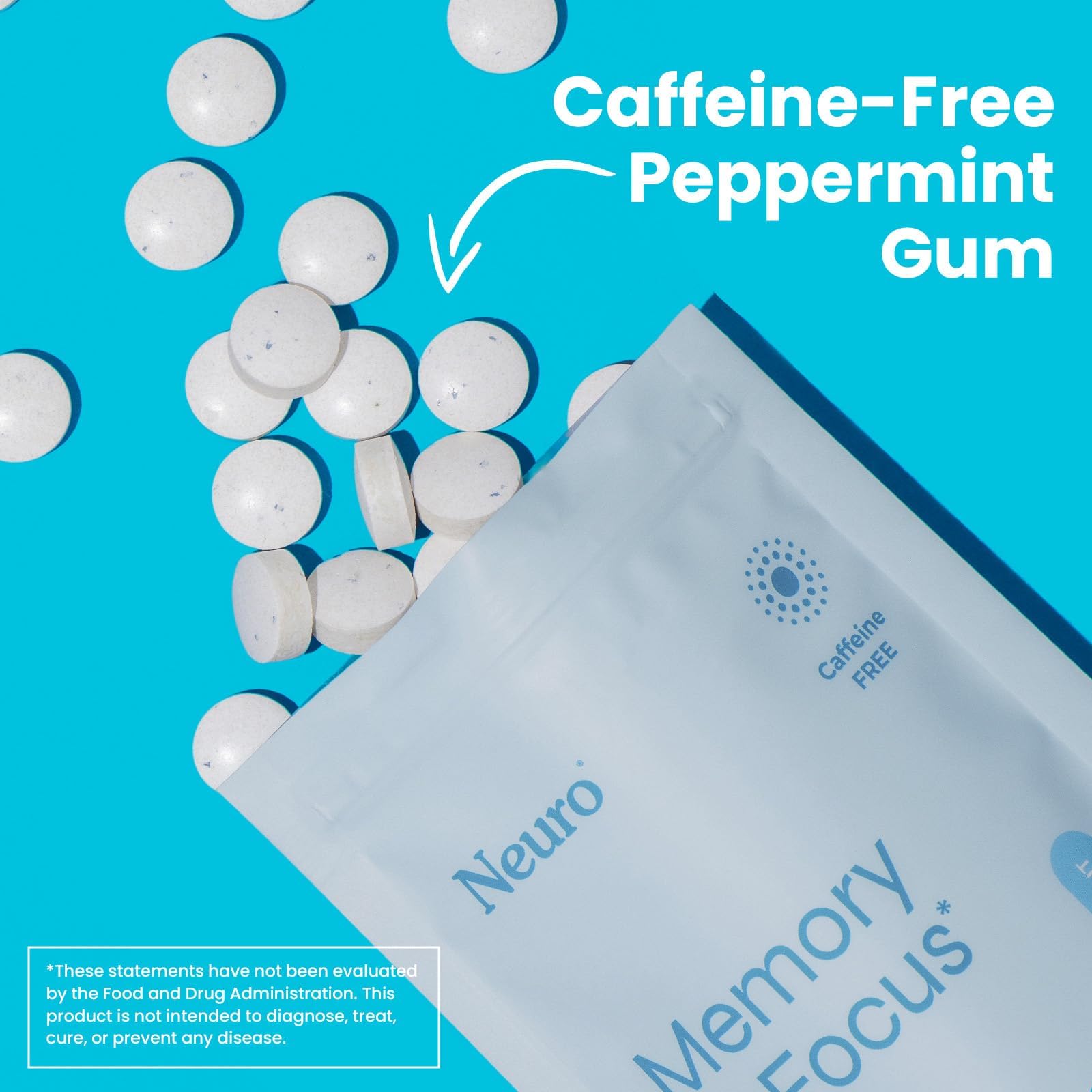 Neuro Memory & Focus Gum - Nootropic Gum with Vitamin B12, Vitamin B6, L-Theanine & Ginseng Extract - Natural Brain Support Supplement - Vegan, Caffeine & Sugar Free Chews - Peppermint, 90 ct Neuro buy australia supplements