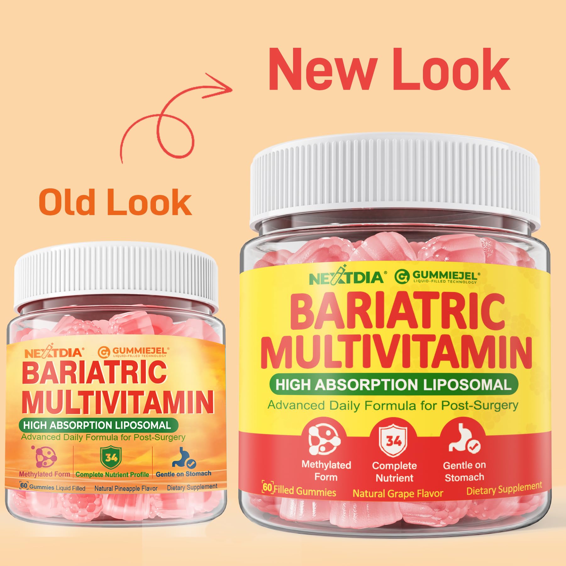 Liposomal Methylated Bariatric Multivitamin Gummies with Iron for Women & Men, High Absorption Multivitamin w/CoQ 10, Probiotic, Digestive Enzymes Support Gastric Bypass & Sleeve Recover, Energy,1Pack Nextdia buy australia supplements
