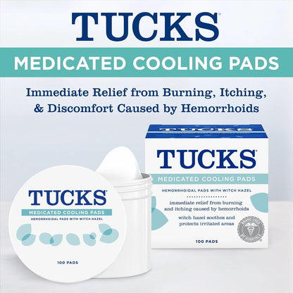 TUCKS Medicated Cooling Pads, 100 Count – Hemorrhoid Pads with Witch Hazel, Cleanses Sensitive Areas, Protects from Irritation, Hemorrhoid Treatment, Medicated Pads Used by Hospitals Gsupps Australia