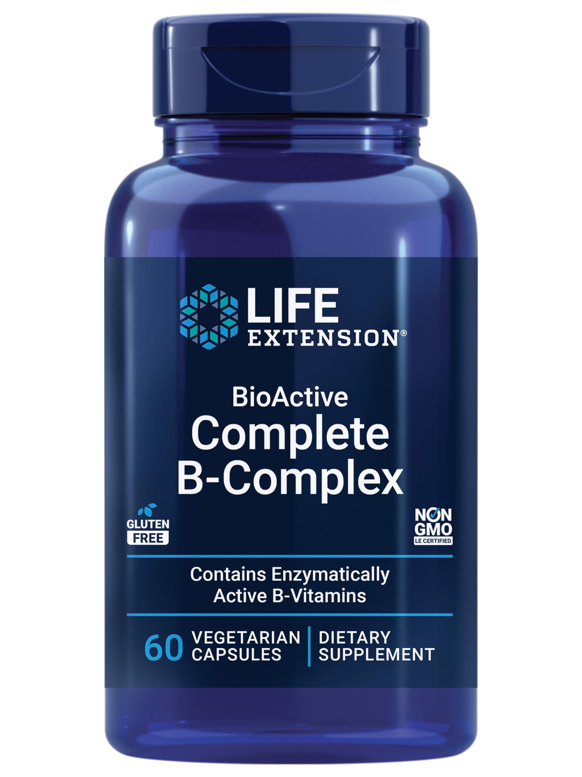 Life Extension BioActive Complete B-Complex, Heart,  Nerve Support, Healthy Energy, Metabolism, Complete B Complex, 60 Vegetarian Capsules Life Extension