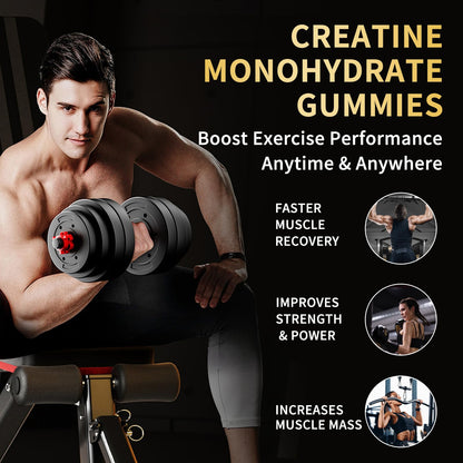 OUYIYUA Creatine Monohydrate Gummies 5000mg for Men & Women - Sugar Free Pre-Workout Supplement, Chewables for Muscle Strength, Muscle Builder OUYIYUA