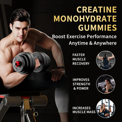 OUYIYUA Creatine Monohydrate Gummies 5000mg for Men & Women - Sugar Free Pre-Workout Supplement, Chewables for Muscle Strength, Muscle Builder, Energy Boost, OUYIYUA