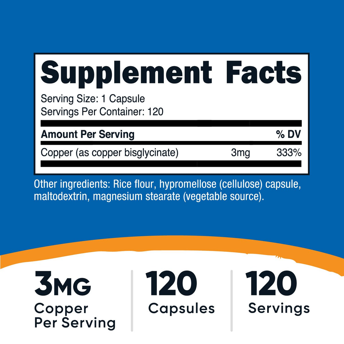Nutricost Copper Glycinate Capsules (120 Capsules, 3MG Copper per Serving) - Non GMO, Vegan Nutricost