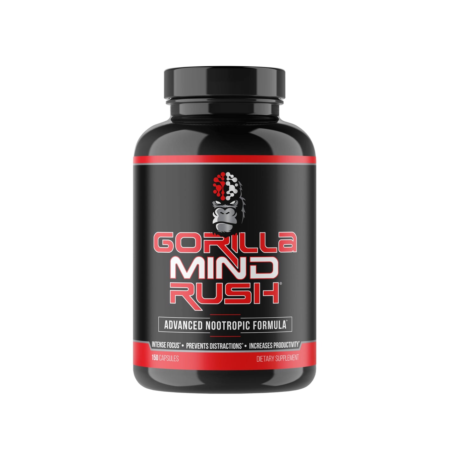 Gorilla Mind Rush - Nootropic Supplement | Intense Focus · Insane Productivity Cognitive Health Support, Memory, Focus, Gorilla Mind