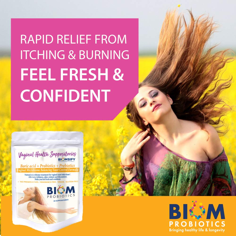 Biom Probiotics Prebiotics Boric acid Suppositories . Feminine Health Probiotic for Infections & pH Essentials VEGAN,PARABEN-FREE (10) Biom Probiotics buy australia supplements