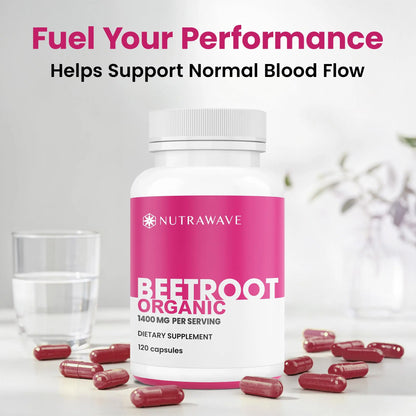 Nutra Wave 1400mg Organic Beet Root Capsules Per Serving – Nitric Oxide Booster for Men – Supports Blood Pressure, Energy, Circulation & Heart Health – Non-GMO, Vegan – 120 Capsules / 60 Day Supply Nutra Wave