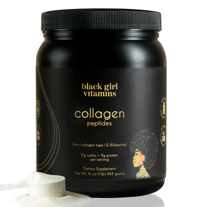 Black Girl Vitamins | Collagen Peptides Powder - Collagen for Skin, Hair & Nails - Unflavored Hydrolyzed Collagen Powder, Dairy-Free Black Girl Vitamins