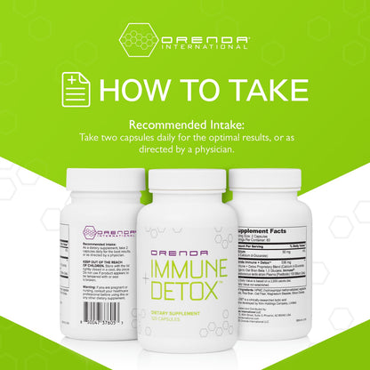 Orenda Immune + Detox - Specialized Formula with Calcium d-Glucarate, Beta 1,3 Glucans & IMMUSE® for Wellness and Balance - 120 Capsules Orenda International