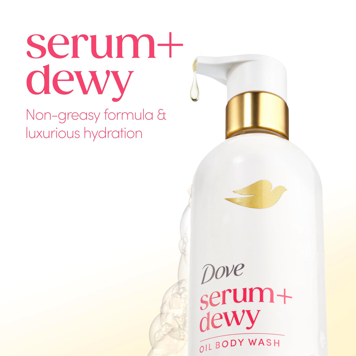 Dove Serum+ Dewy Shower Oil Body Wash, Coconut & Geranium Oil, 15.3 fl oz Dove