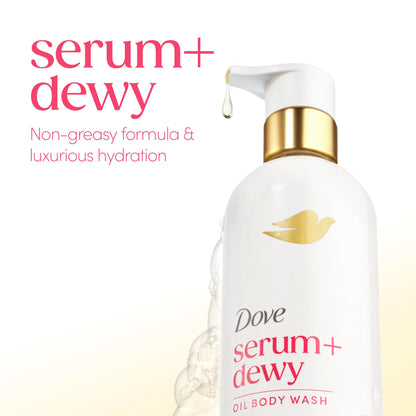 Dove Serum+ Dewy Shower Oil Body Wash, Coconut & Geranium Oil, 15.3 fl oz Dove