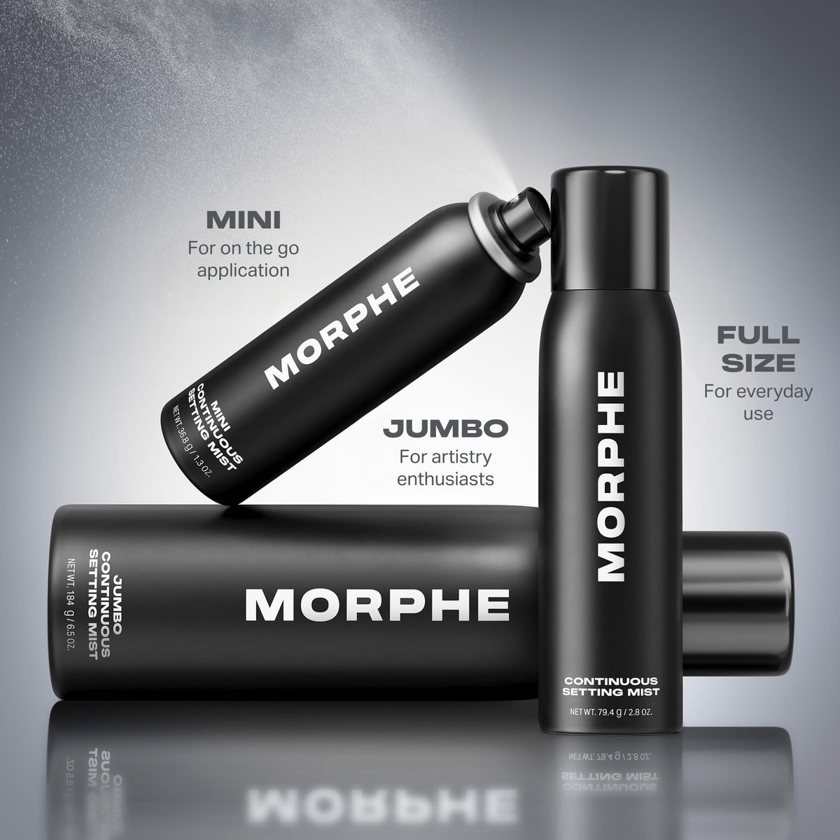 Morphe Continuous Setting Mist - Micro-Fine Makeup Setting Spray with a Natural Radiant Finish - Helps Makeup Resist Caking or Fading & Increases Wear of Foundation (2.8 fl oz) MORPHE