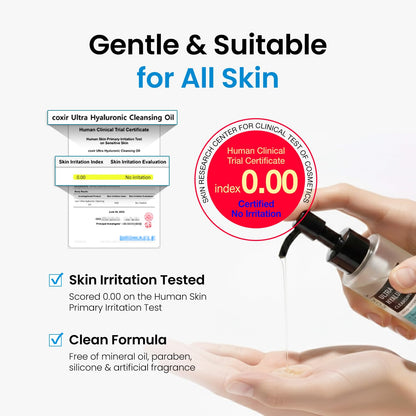 coxir Ultra Hyaluronic Cleansing Oil, Hydrating Makeup Remover, 5.07 fl.oz coxir