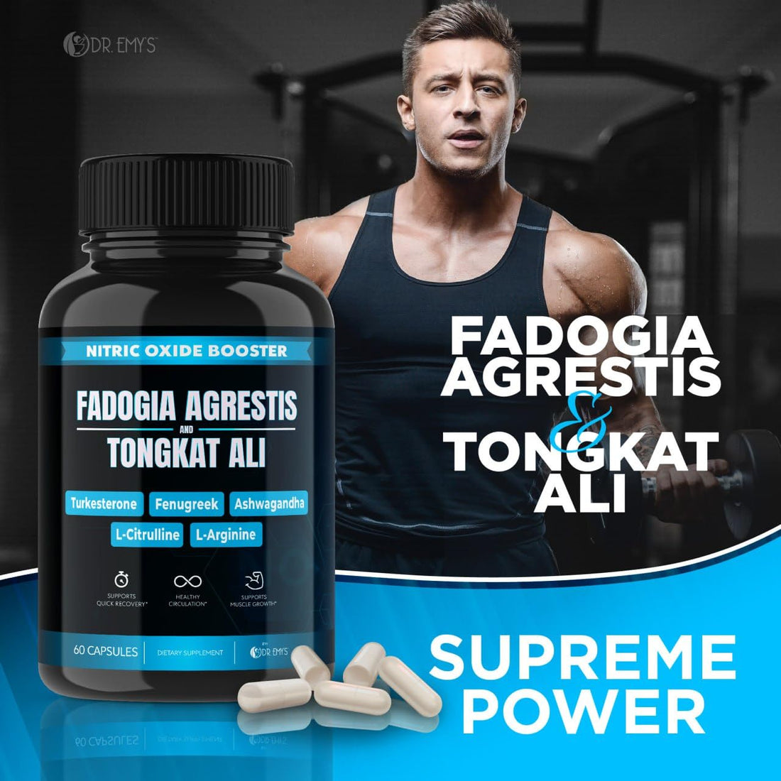 (2 Pack) Tongkat Ali Fadogia Agrestis Nitric Oxide Ashwagandha Supplement for Men 