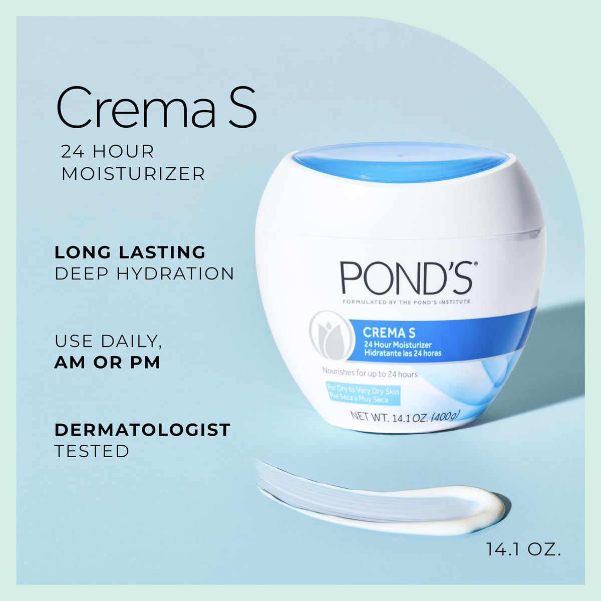 Pond's Nourishing Moisturizing Cream, Crema S, Fragrance Free, Ivory, 14.1 Oz POND'S