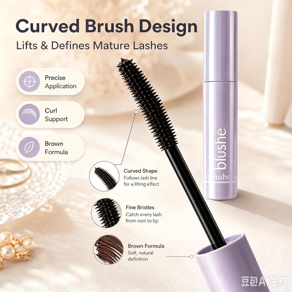 2pcs Blushe Lash Serum Mascara, New Upgrade Blush Korean Mascara, Lengthening & Volumizing Fiber Lash Makeup For Defined, Full Lashes, Smudge Resistant Generic