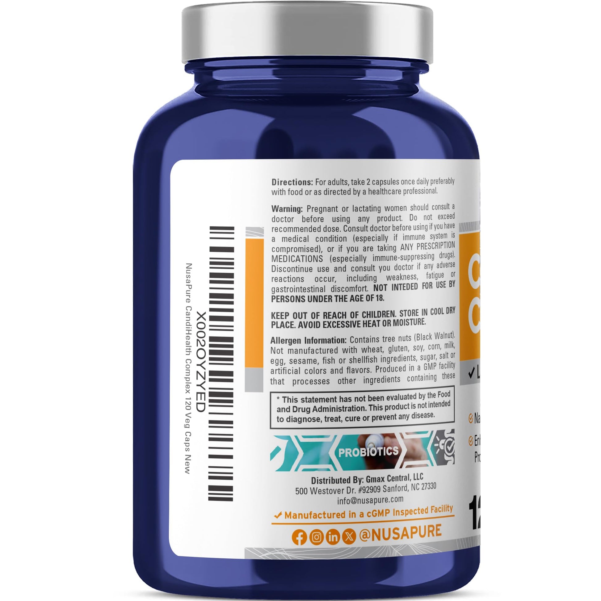 NusaPure CandiHealth Complex (Non-GMO, Vegan) 120 Veggie Capsules NusaPure buy australia supplements