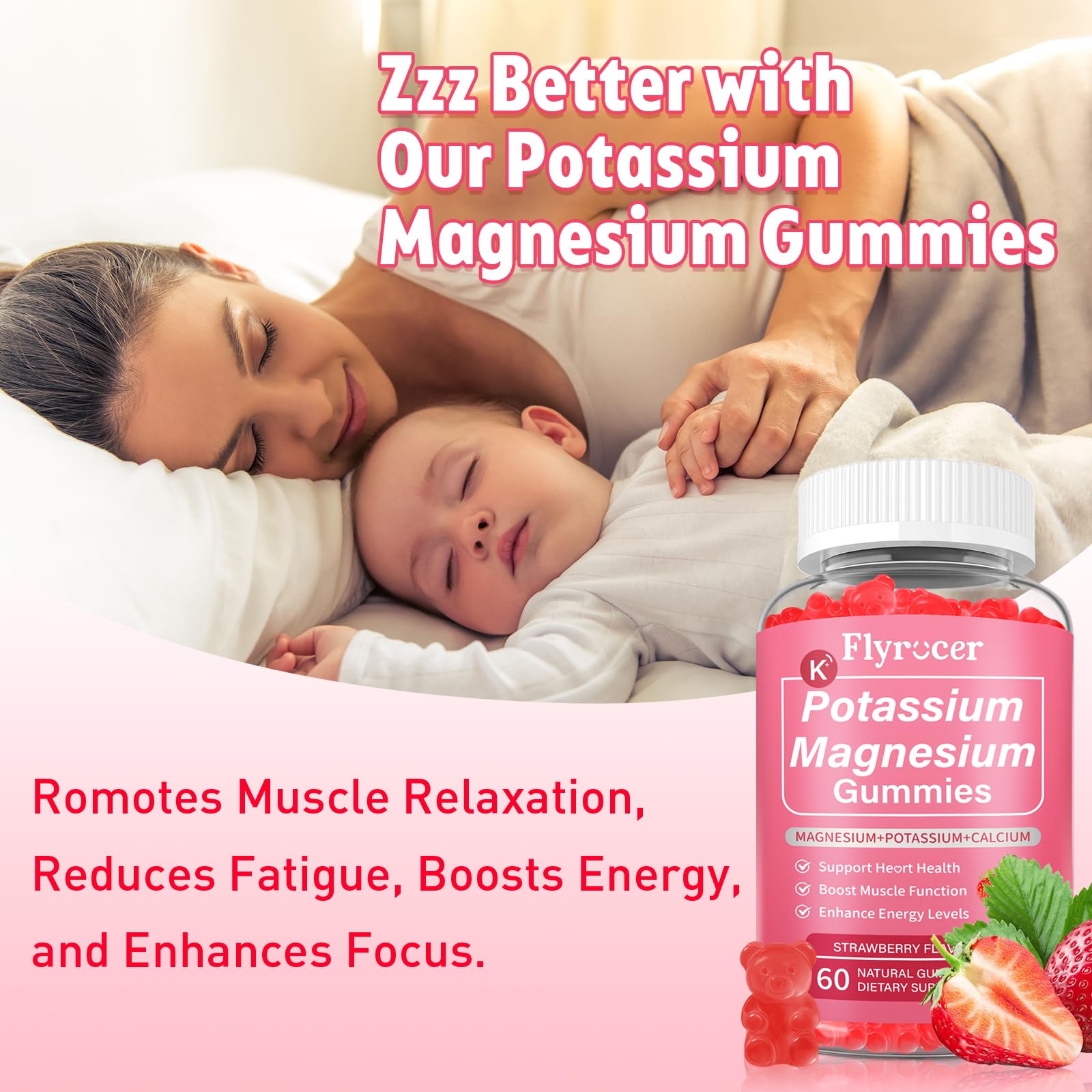 2 Pack Potassium Magnesium Gummies for Men & Women, Potassium Magnesium Supplement for Leg Cramps, Muscle Health, & Electrolyte Balance, Strawberry Flavor, 120 Gummies Flyrocer buy australia supplements