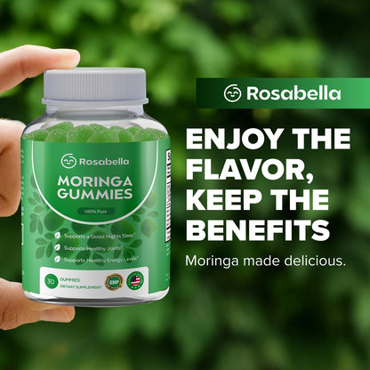 Rosabella Moringa Gummies – Moringa Leaf Extract 1000mg Equivalent Per Serving – Natural Energy & Balance – Non-GMO, Gluten-Free Superfood Rosabella