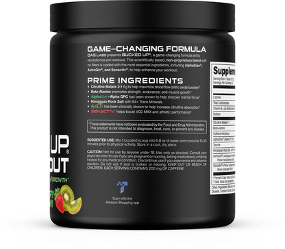 Bucked Up Pre Workout - Best Tasting - 6 Grams Citrulline, 2 Grams Beta Alanine Non Proprietary Blend, Powder (Strawberry Kiwi)