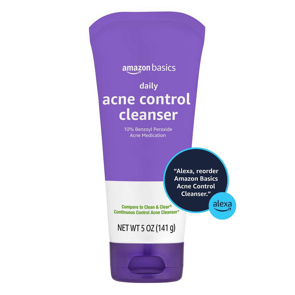 Amazon Basics Acne Treatment Face Wash - Daily Control Cleanser, Maximum Strength 10% Benzoyl Peroxide for Stubborn Breakouts, 5 Ounce Amazon Basics