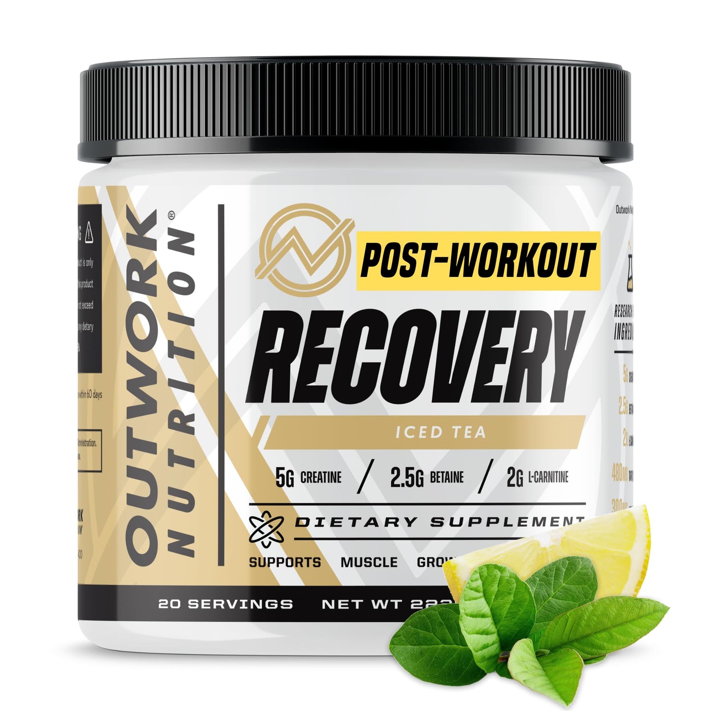 Outwork Nutrition Post Workout Recovery Powder - Creatine Monohydrate, KSM-66 Ashwagandha & Tart Cherry - Speeds Recovery, Eases Soreness - Creatine Powder for Men & Women, Orange Sherbet, 230 Gr