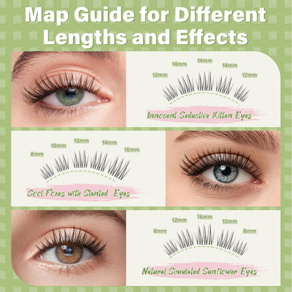 KEYYOU Natural Lash Clusters,Aurora Wispy Lashes,Seamless Mascara Look KEYYOU