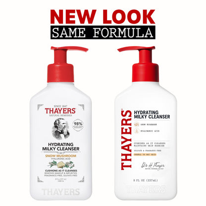 Thayers Milky Hydrating Face Cleanser with Snow Mushroom and Hyaluronic Acid, Dermatologist Recommended Gentle Facial Wash and Hydrating Skincare THAYERS