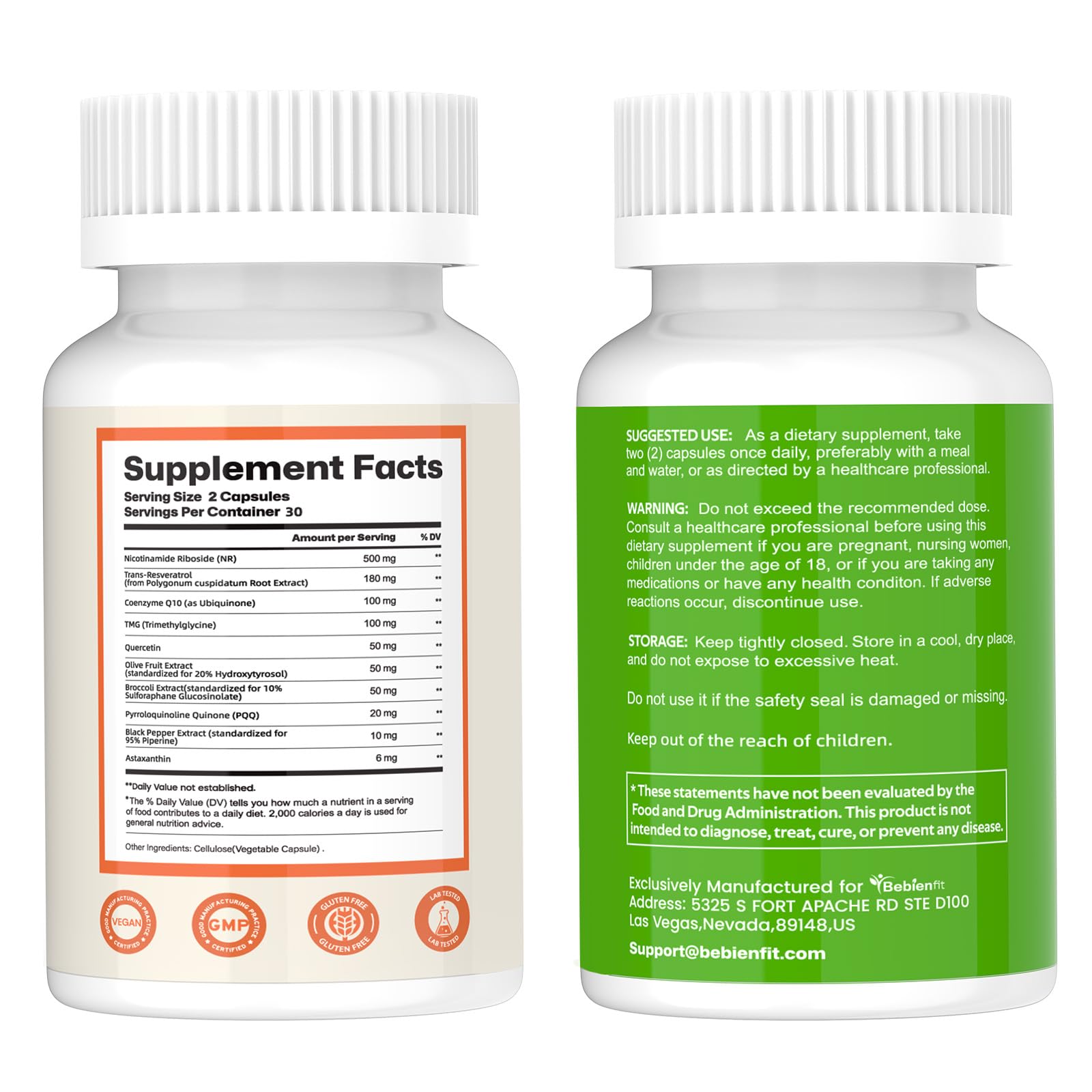Nad Supplement for Healthy Aging | Energy| Antioxidant| Skin Health| Focus ,10-in-1 Formula with NR,Trans-Resveratrol,CoQ10,Astaxanthin,PQQ,TMG,Quercetin,Olive Fruit Nad+ for Women Men,60 Vegan Caps Bebien fit buy australia supplements