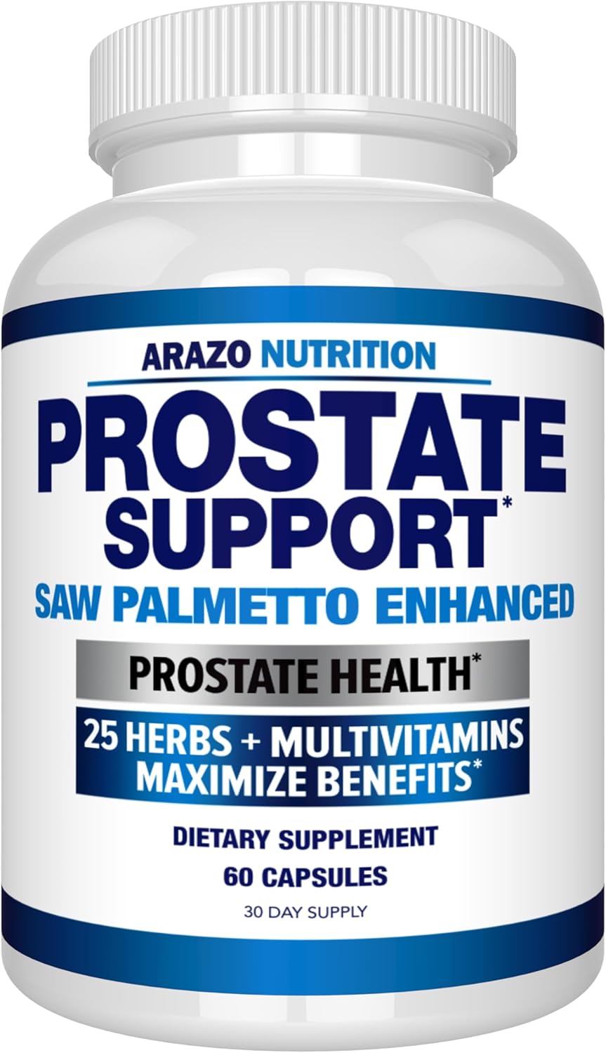 Arazo Nutrition Prostate Supplement - Saw Palmetto + 25 Herbs - Reduce Frequent Urination, Reduce Hair Loss, Support Stamina – Single Homeopathic Herbal Extract Health Supplements - Capsule or Pill Gsupps Australia