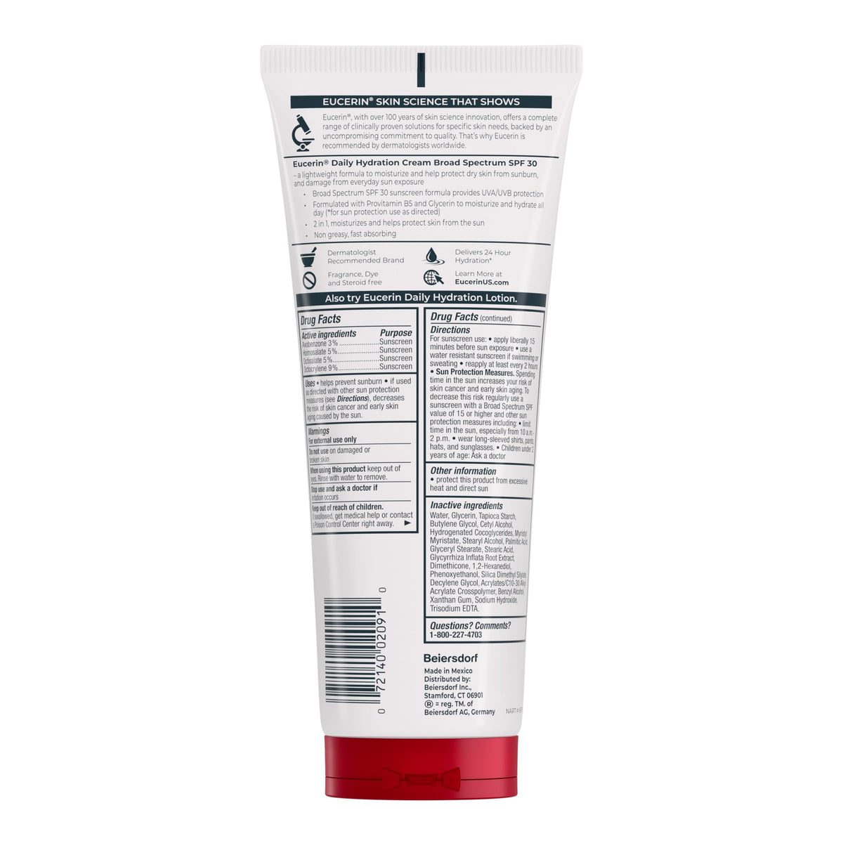 Eucerin Daily Hydration Cream, Broad Spectrum SPF 30, 8 OZ Eucerin