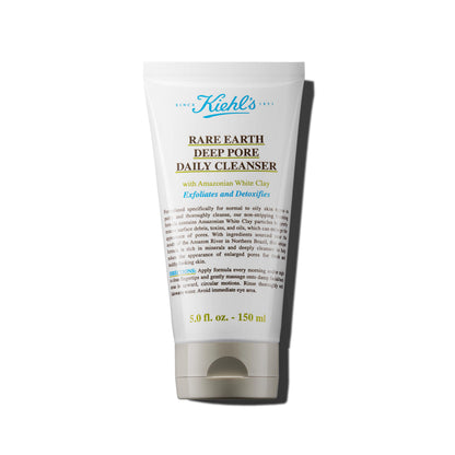 Kiehl's Rare Earth Deep Pore Daily Cleanser, Gentle Exfoliating Face Wash for Oily Skin, Detoxifies & Exfoliates Skin, Minimizes Pores, with Amazonian White Clay, Fragrance-free - 5 fl oz Kiehl's