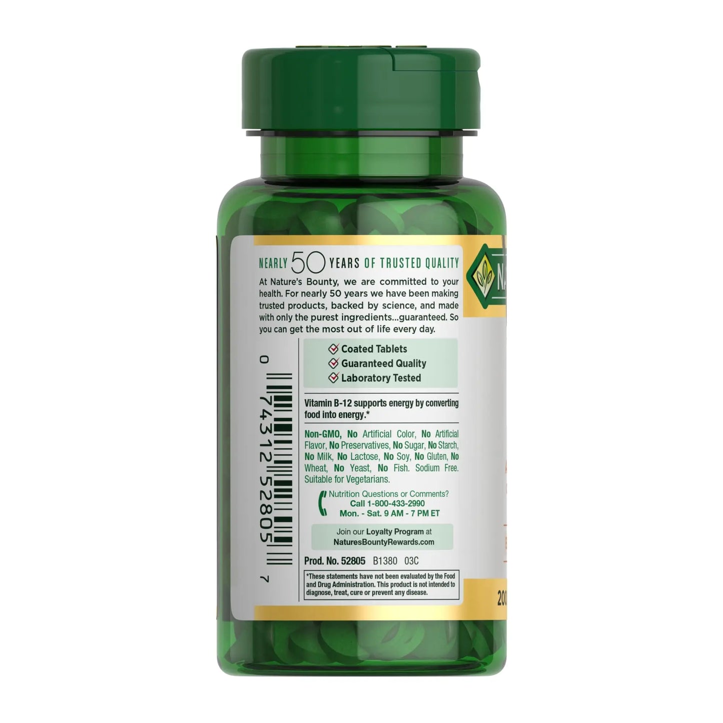 Nature's Bounty Vitamin B12 1000 mcg Supplements, Supports Energy Metabolism, 200 Ct Nature's Bounty