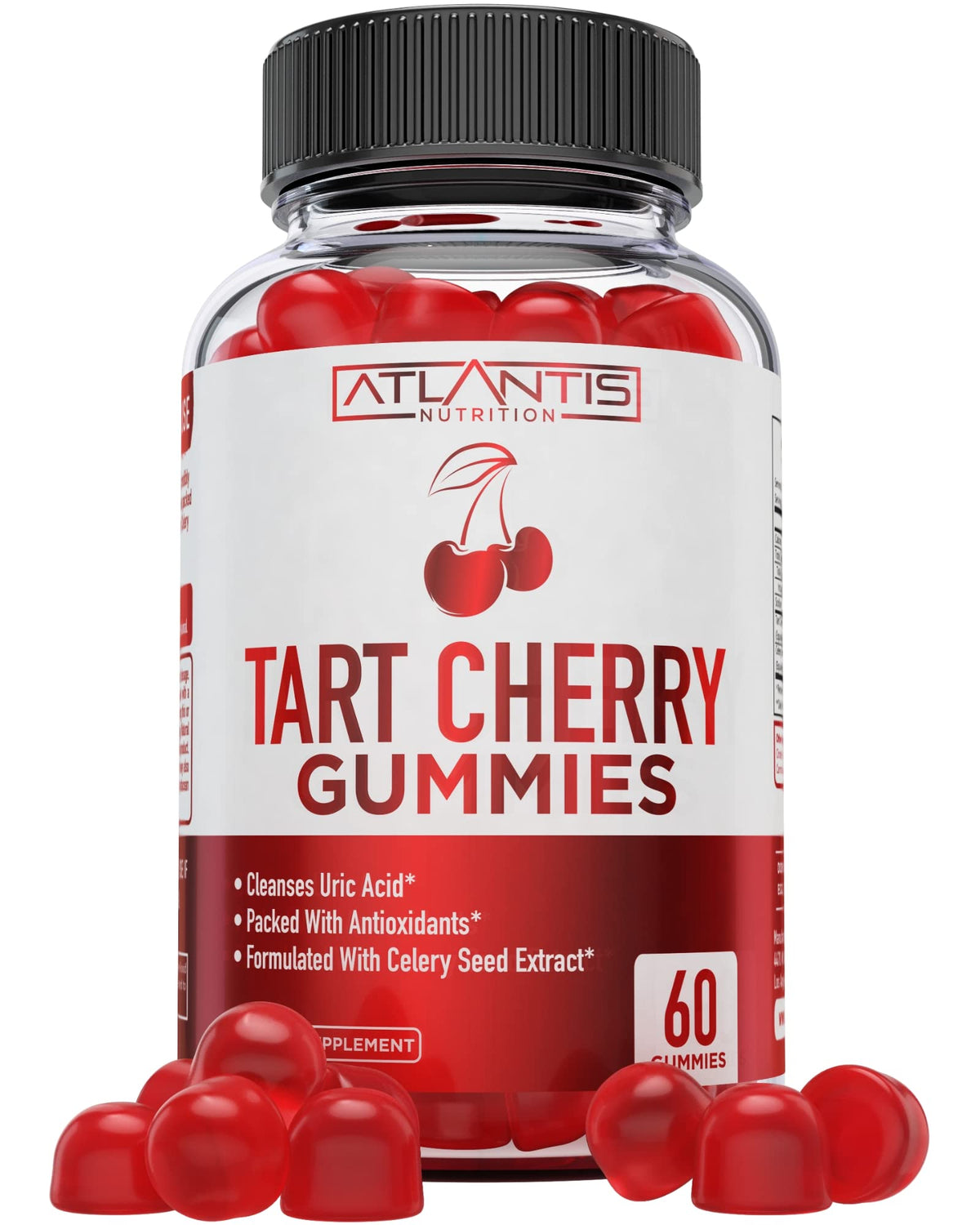Atlantis Nutrition Tart Cherry Gummies with Celery Seed Extract - Advanced Uric Acid Cleanse for Immediate Relief | Joint Relief & Recovery Atlantis Nutrition