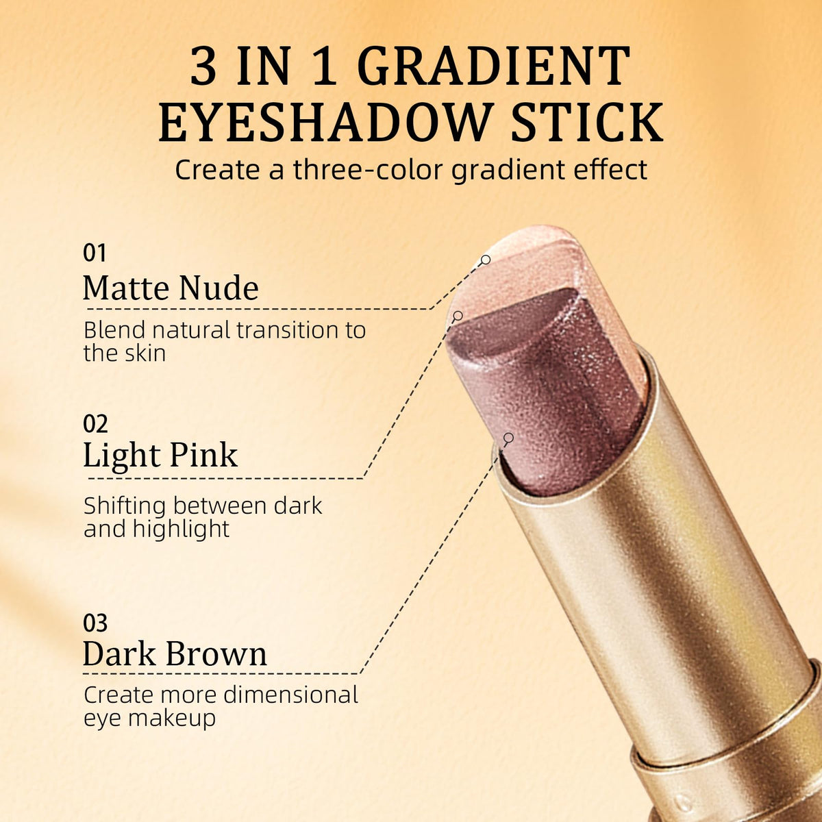 4Pcs Multi Color Eyeshadow Stick Set, 3 Color Gradient Shimmer Eye Shadow Re. Misoo