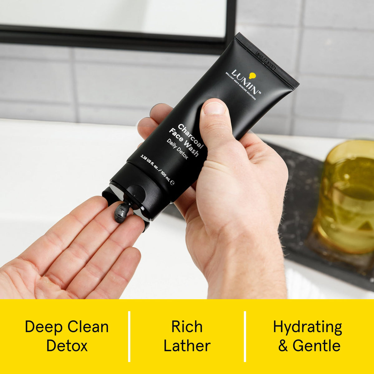 Lumin Charcoal Face Wash for Men | Daily Detox & Pore Cleansing | 3.4oz Lumin