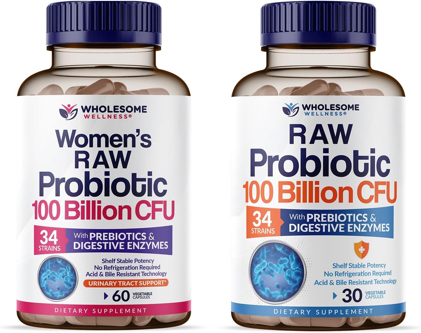 Wholesome Wellness 100 Billion CFUs with Prebiotics and Organic Probiotics 100 Billion CFU for Men and Women Bundle Gsupps Australia