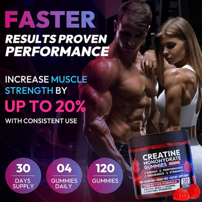 Cytona Creatine Gummies Monohydrate Complex 9000MG, Pre-Workout for Men & Women, Creatine Gummy with L-Taurine, BCAA 2:1, B12/6 for Muscle Support Cytona