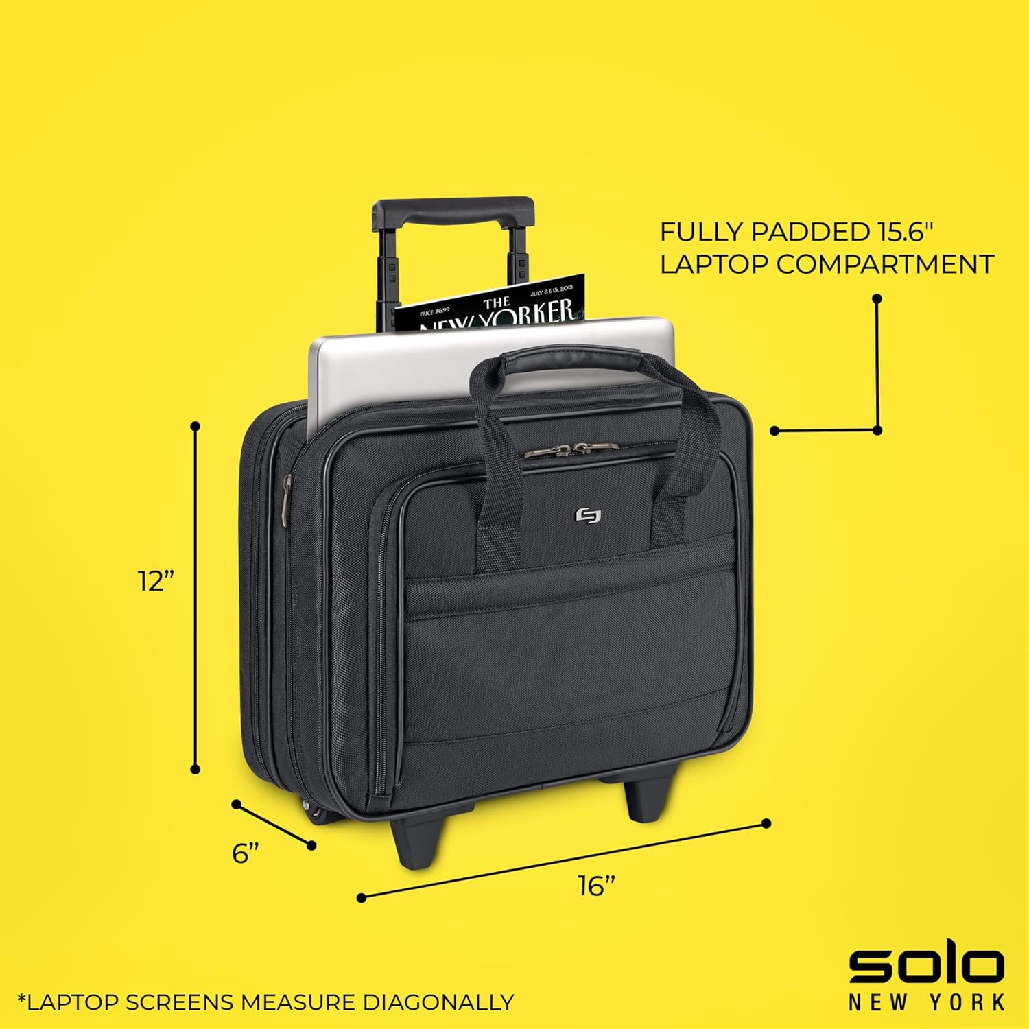 Solo New York Rolling Case with Wheels - Roller Laptop Bag, Wheeled Briefcase for Women & Men, Carry On Size for Travel, Fits 15.6" Computer - Carnegie, Black Gsupps Australia