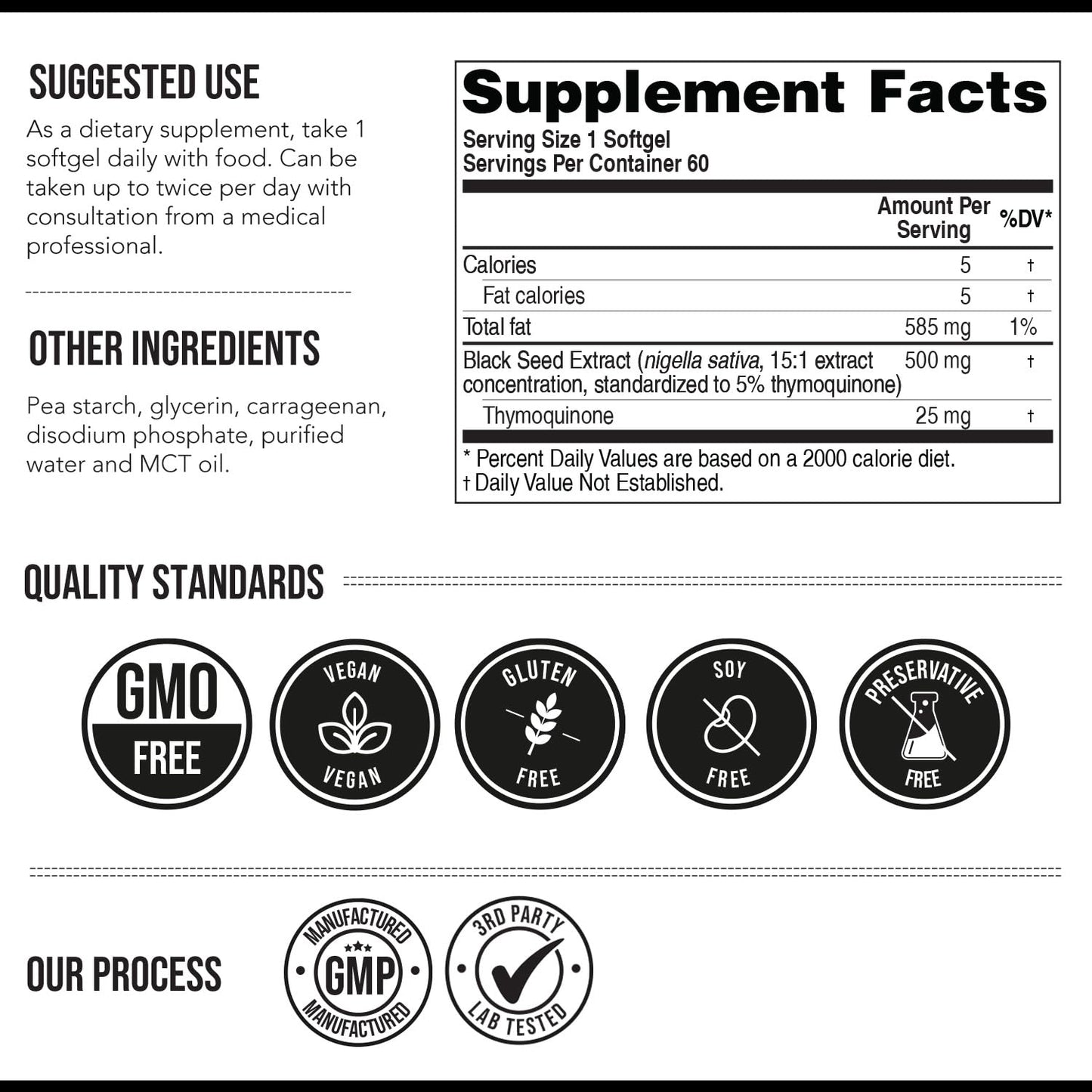 Black Seed Oil Softgels | 5% Thymoquinone - TQ-Advanced® | High Potency - 500 mg per Capsule - 15:1 Concentrate from Nigella Sativa Extract Triquetra Health