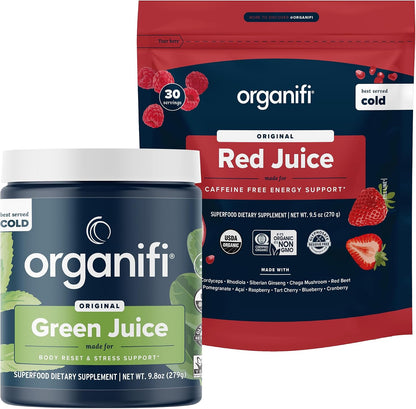 Organifi Green Juice and Red Juice Bundle - 30 Day Supply - Delicious, Refreshing Organic Superfood Supplement Powder With Antioxidants for Energy and Stress Relief Support - No GMO, Gluten, or Soy Gsupps Australia