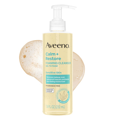Aveeno Calm + Restore Foaming Cleanser, Fragrance-Free, 7.8 fl. oz Aveeno