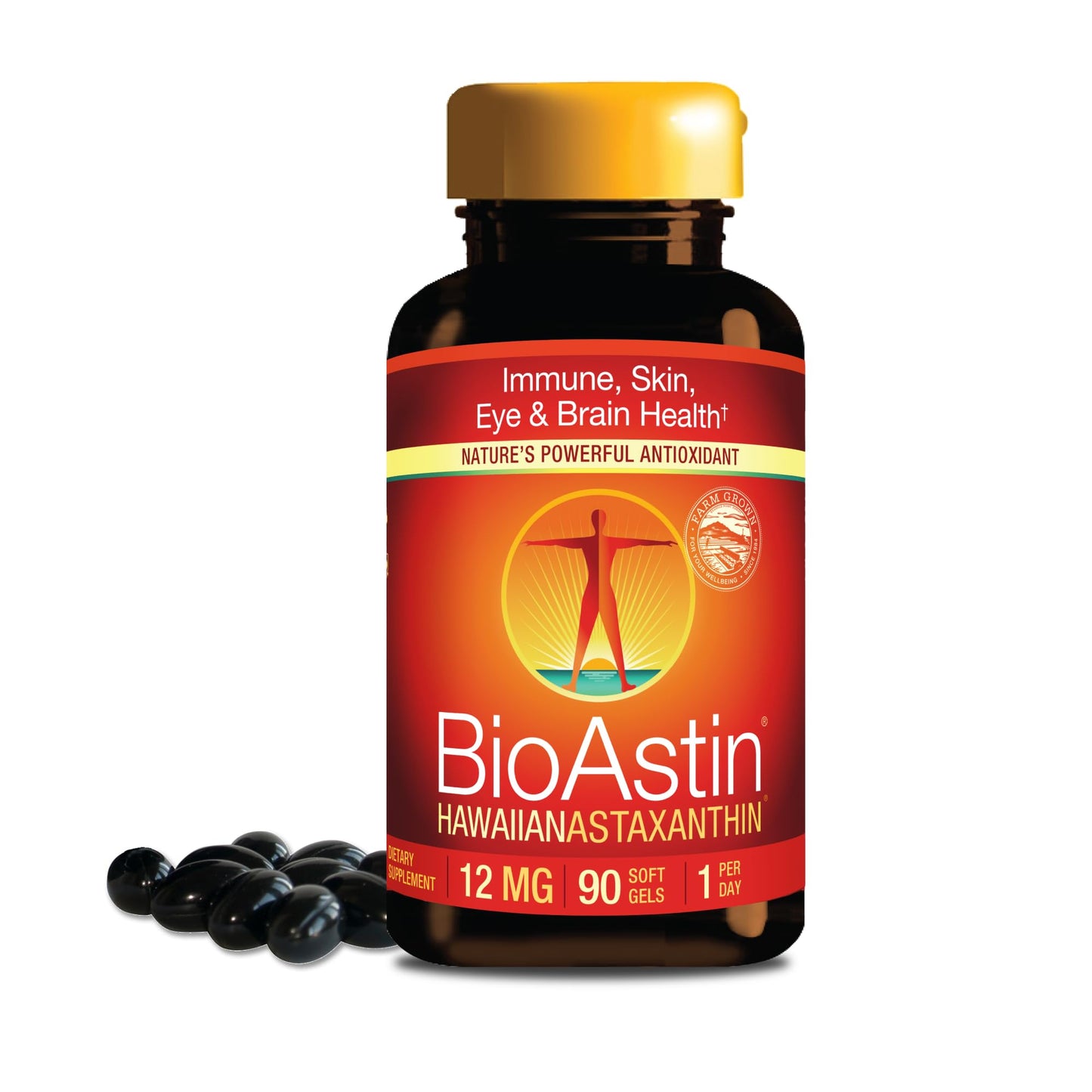 Nutrex Hawaii BioAstin Hawaiian Astaxanthin - 12mg, 90 Softgels - Farm-Direct Premium Antioxidant Supplement to Support Eye, Skin Nutrex Hawaii